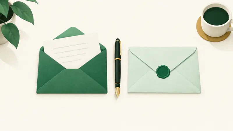 Illustration of an open envelope with a sketch-like sheet beside a sealed envelope, for a guide to personal loan prequalification vs preapproval